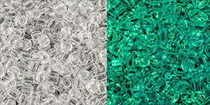 (image for) TOHO 11/o Round Seed Bead-Glow in the Dark. Green / Crystal. 11T2700-100